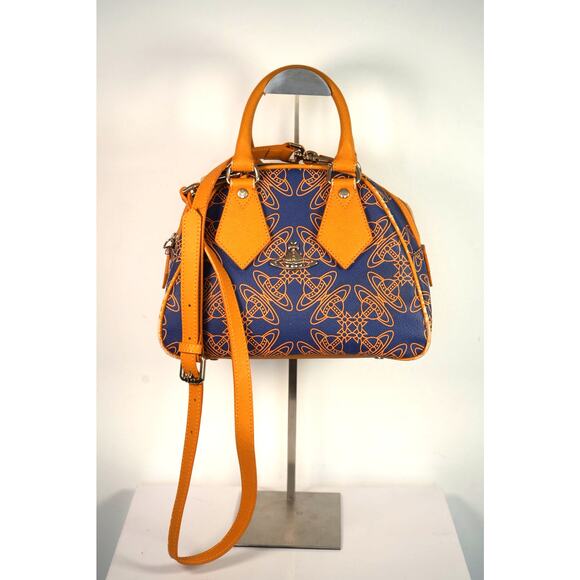 Vivienne Westwood Navy & Orange Monogram 2-Way Bag FREE COA - Picture 1 of 16